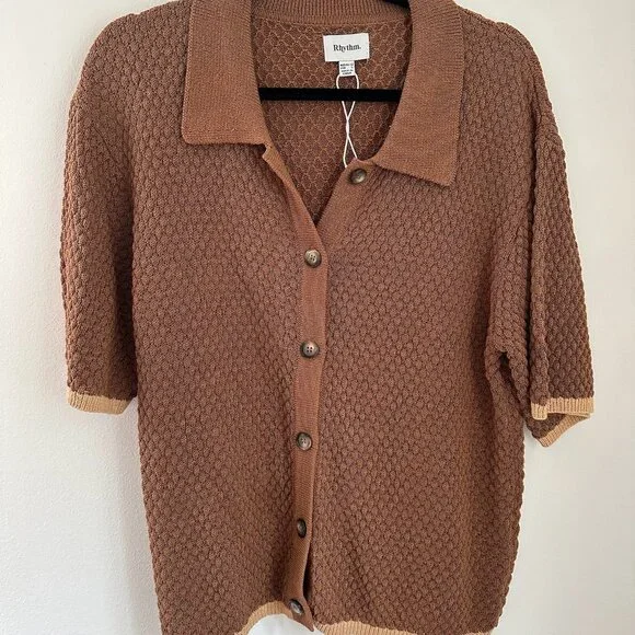 NWT Rhythm. Knit Crochet Button Up - Picture 2 of 5